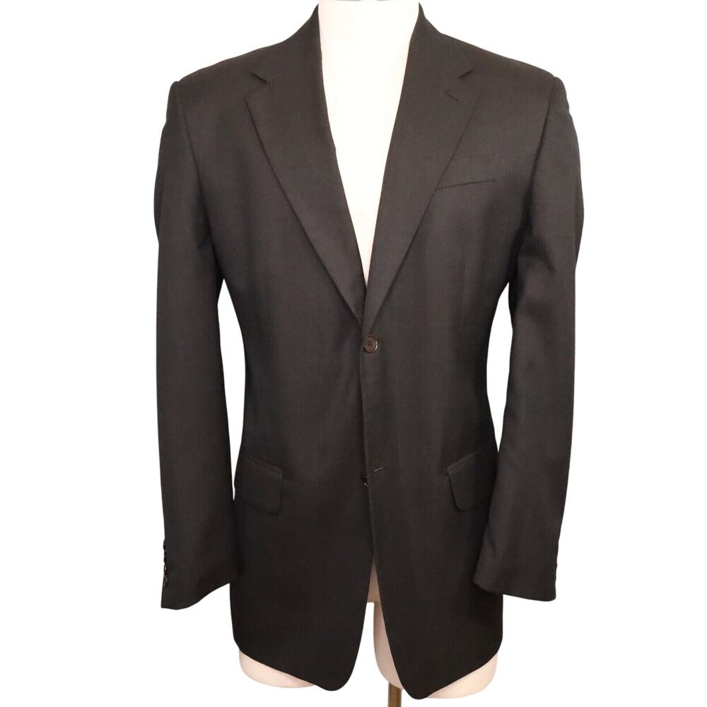 Perry Ellis Sport Coat Mens 44R Brown Windowpane Jacket Blazer Lined Career